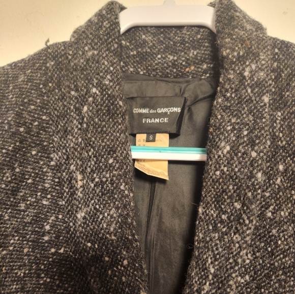 Comme des Garsons France Gray Wool Tweed Collared Short Vest size S - Picture 5 of 14